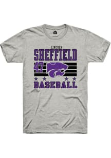 Lincoln Sheffield  K-State Wildcats Ash Rally NIL Striped Short Sleeve T Shirt