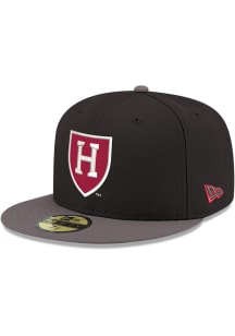 New Era Harvard Crimson Mens Black Black Graphite Color Pop GCP 59FIFTY Fitted Hat