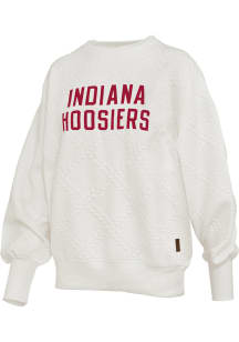 Pressbox Indiana Hoosiers Womens Ivory Eleanor Crew Sweatshirt