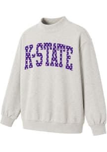 K-State Wildcats Womens Oatmeal Heather Polka Dot Crew Sweatshirt