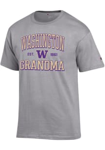 Champion Washington Huskies Grey Est. Date Grandma Jersey Short Sleeve T Shirt