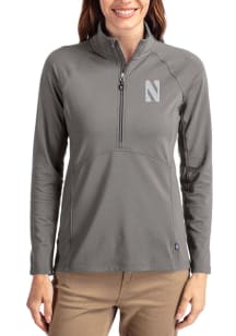 Cutter and Buck Northwestern Wildcats Womens Graphite Adapt Eco Qtr Zip Pullover