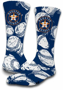 Houston Astros ISlide Baseball Pattern Mens Crew Socks