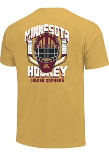 Minnesota Golden Gophers Gold Goalie Mask and Cross Sticks Short Sleeve T Shirt