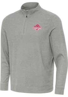 Antigua Ohio State Buckeyes Mens Grey 2024 Football National Champions Subtle Long Sleeve Qtr Zip..