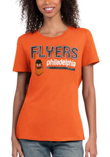 Gritty  G3 Philadelphia Flyers Womens Orange Endzone Glitter Short Sleeve T-Shirt