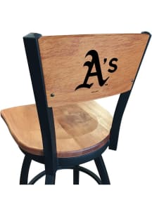 Oakland Athletics Wood Seat Maple Back Swivel Pub Stool - Brown