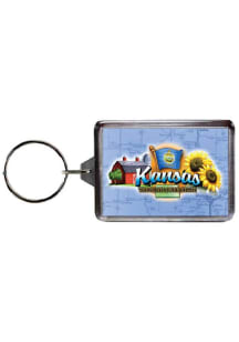 Kansas Lucite Blue Keychain - Aqua