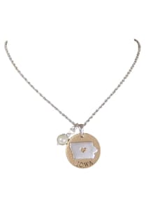 Iowa State Shape With Pearl Necklace
