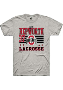Zach Hepworth Ohio State Buckeyes Ash NIL Striped Short Sleeve Player T Shirt
