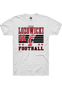 Xavier Lozowicki Cincinnati Bearcats White Football NIL Striped Short Sleeve Player T Shirt