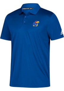 Adidas Kansas Jayhawks Mens Royal Blue Grind Short Sleeve Polo