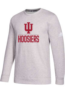 Adidas Indiana Hoosiers Mens Grey Fleece Long Sleeve Crew Sweatshirt