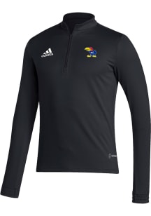 Adidas Kansas Jayhawks Mens Black Entrada22 Long Sleeve Qtr Zip Pullover