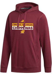 Adidas Central Michigan Chippewas Mens Maroon Fleece Long Sleeve Hoodie