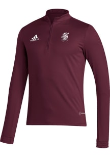 Adidas Texas A&M Aggies Mens Maroon Entrada Baseball Ol Sarge Long Sleeve Qtr Zip Pullover