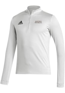 Adidas Western Michigan Broncos Mens White Wordmark Entrada22 Long Sleeve Qtr Zip Pullover