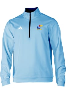 Adidas Kansas Jayhawks Mens Light Blue 0 Elevated Long Sleeve Qtr Zip Pullover