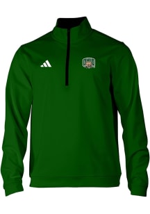 Adidas Ohio Bobcats Mens Green 0 Elevated Long Sleeve Qtr Zip Pullover