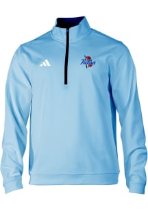 Adidas Tulsa Golden Hurricane Mens Light Blue 0 Elevated Long Sleeve Qtr Zip Pullover