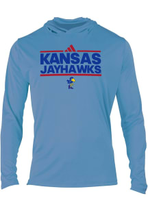 Adidas Kansas Jayhawks Mens Light Blue Dassler Long Sleeve Lightweight Hoodie