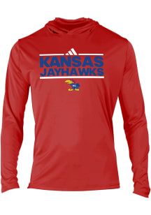 Adidas Kansas Jayhawks Mens Red Dassler Long Sleeve Lightweight Hoodie