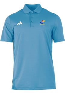Adidas Kansas Jayhawks Mens Light Blue 0 Ottoman Short Sleeve Polo