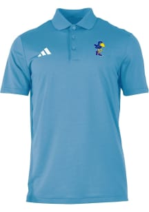 Adidas Kansas Jayhawks Mens Light Blue 0 Ottoman Short Sleeve Polo