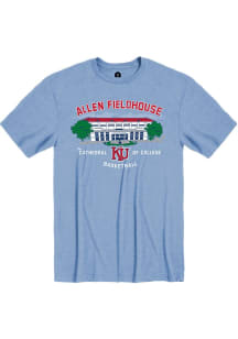 Rally Kansas Jayhawks Blue Cathedral of Basketball Short Sleeve Fashion T Shirt