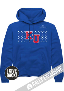 Rally Kansas Jayhawks Mens Blue Folds of Honor Stars Long Sleeve Hoodie