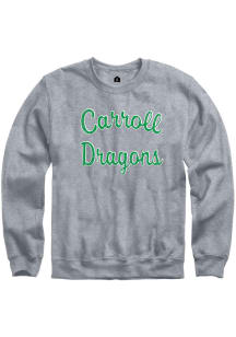 Rally Carroll High School Dragons Mens Grey Script Long Sleeve Crew Sweatshirt