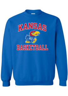 Rally Kansas Jayhawks Mens Blue Basketball Number One Long Sleeve Crew Sweatshirt
