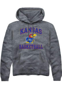 Rally Kansas Jayhawks Mens Charcoal Basketball Number One Long Sleeve Hoodie