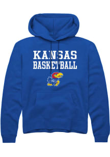 Rally Kansas Jayhawks Mens Blue Basketball Stacked Long Sleeve Hoodie