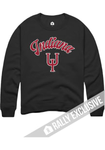 Rally Indiana Hoosiers Mens Black Vintage Arch Mascot Long Sleeve Crew Sweatshirt