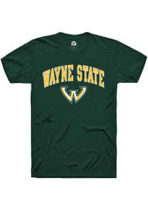 Rally Wayne State Warriors Green Arched Mascot Short Sleeve T Shirt