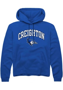 Rally Creighton Bluejays Mens Blue Arch Mascot Long Sleeve Hoodie