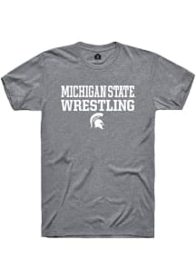 Rally Michigan State Spartans Grey Stacked Wrestling Short Sleeve T Shirt