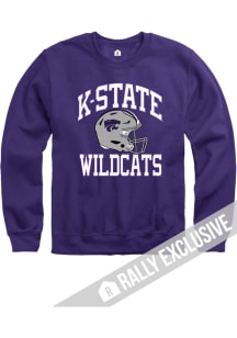 Rally K-State Wildcats Mens Purple Football Helmet Long Sleeve Crew Sweatshirt