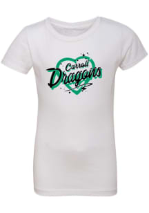 Rally Carroll High School Dragons Girls White Airbrush Heart Short Sleeve Tee
