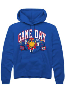 Rally Kansas Jayhawks Mens Blue Football Gameday Long Sleeve Hoodie