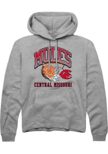 Rally Central Missouri Mules Mens Grey Sport Drop Basketball Long Sleeve Hoodie