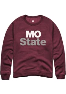Rally Missouri State Bears Mens Maroon Nickname Long Sleeve Crew Sweatshirt