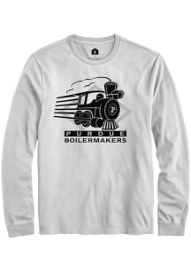 Rally Purdue Boilermakers White Vault Moving Train Long Sleeve T Shirt