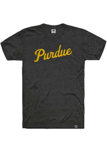 Rally Purdue Boilermakers Black Vault Script Short Sleeve Fashion T Shirt