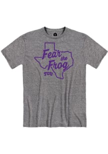 Rally TCU Horned Frogs Graphite Fear The Frog Snow Heathered Short Sleeve Fashion T Shirt