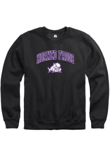 Rally TCU Horned Frogs Mens Black Arch Mascot Long Sleeve Crew Sweatshirt