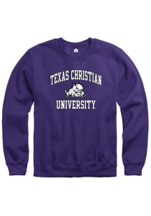 Rally TCU Horned Frogs Mens Purple Number One Long Sleeve Crew Sweatshirt