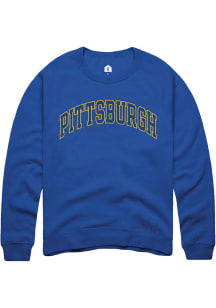 Rally Pitt Panthers Mens Blue Arch Name Long Sleeve Crew Sweatshirt