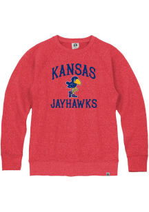 Rally Kansas Jayhawks Mens Red 1912 Number One Triblend Long Sleeve Fashion Sweatshirt
